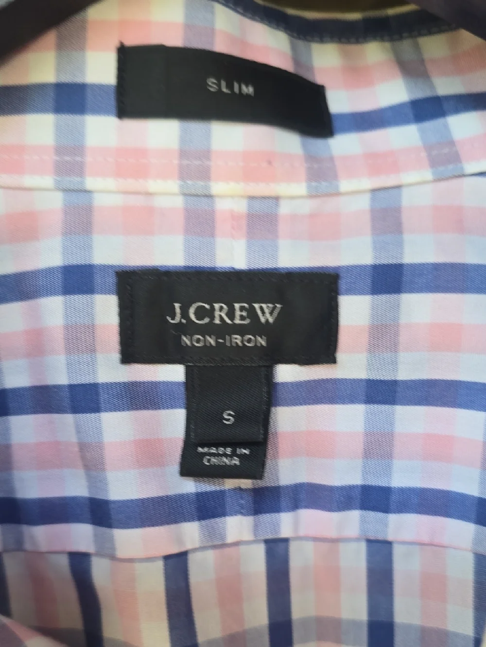 J.Crew No Iron Button Down Pink Blue Plaid Small